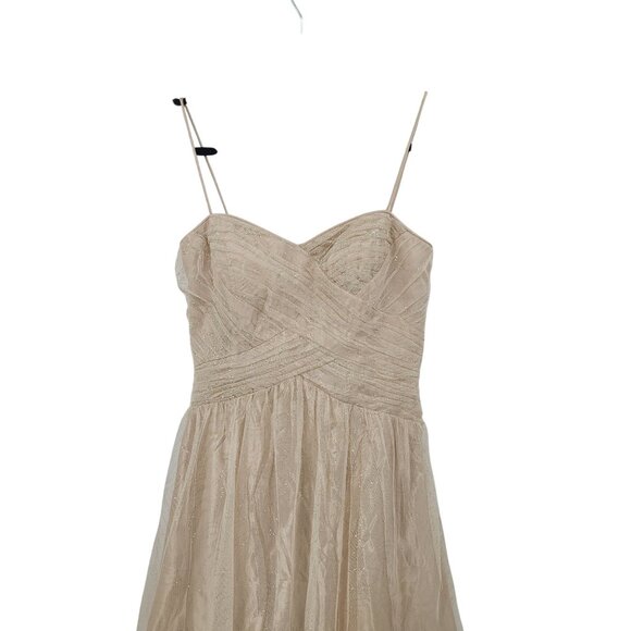 Champagne Corset Spaghetti Strap Gold Glitter Formal Gown Sz 4 Fairy Grunge Glam - Picture 9 of 11